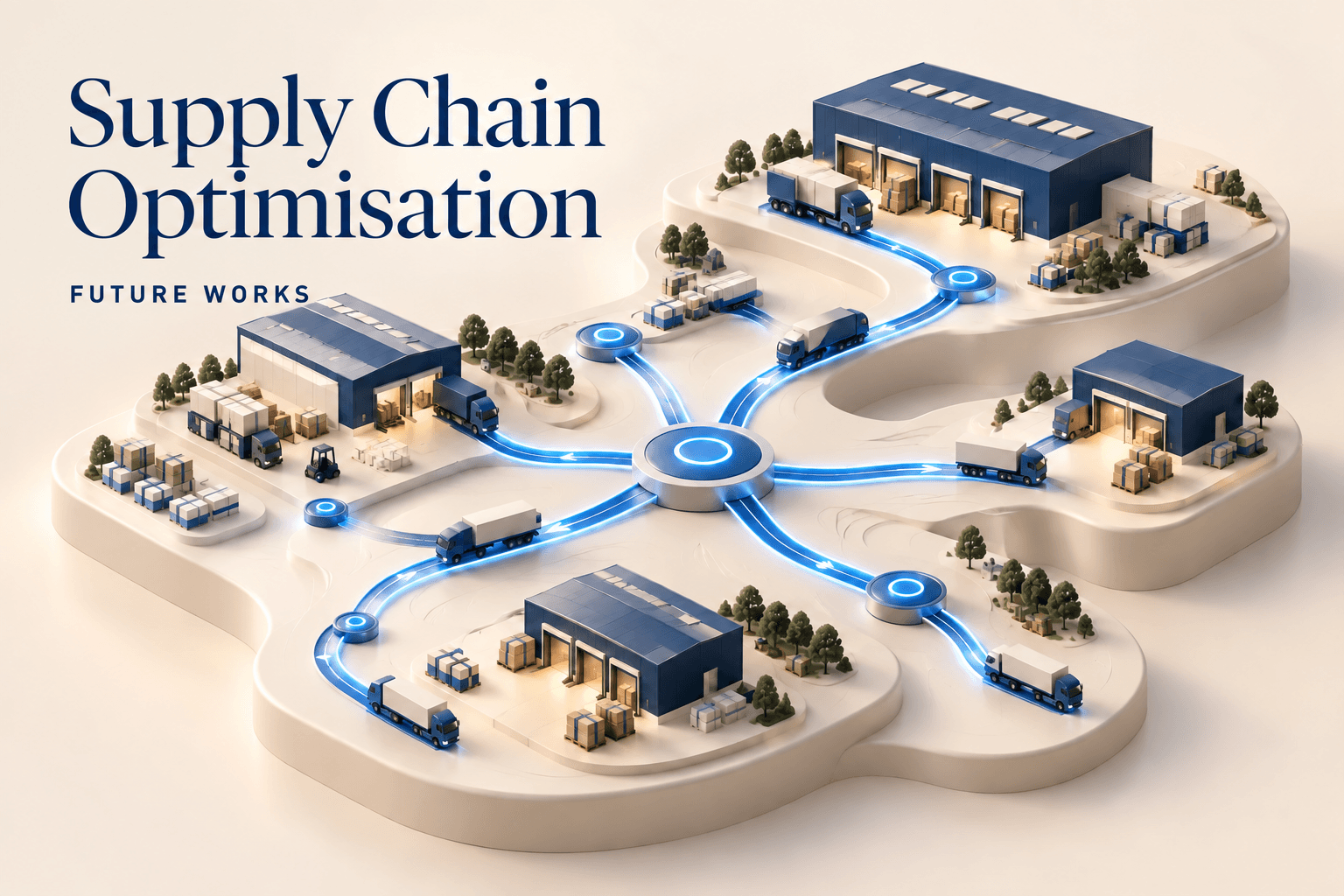 Concept illustration of an allocation network connecting factories and distribution centres