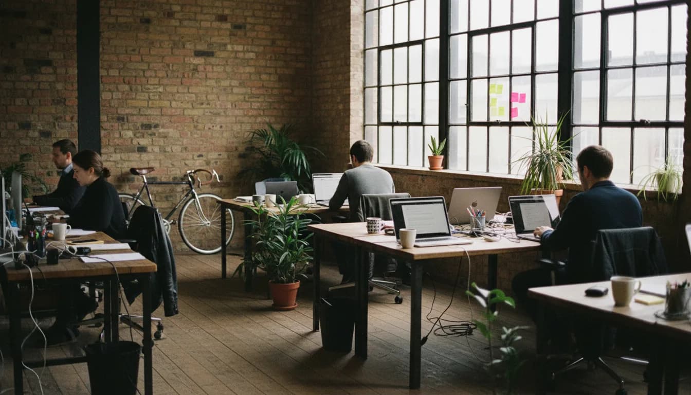 A Shoreditch warehouse-conversion startup office — the London teams I work with